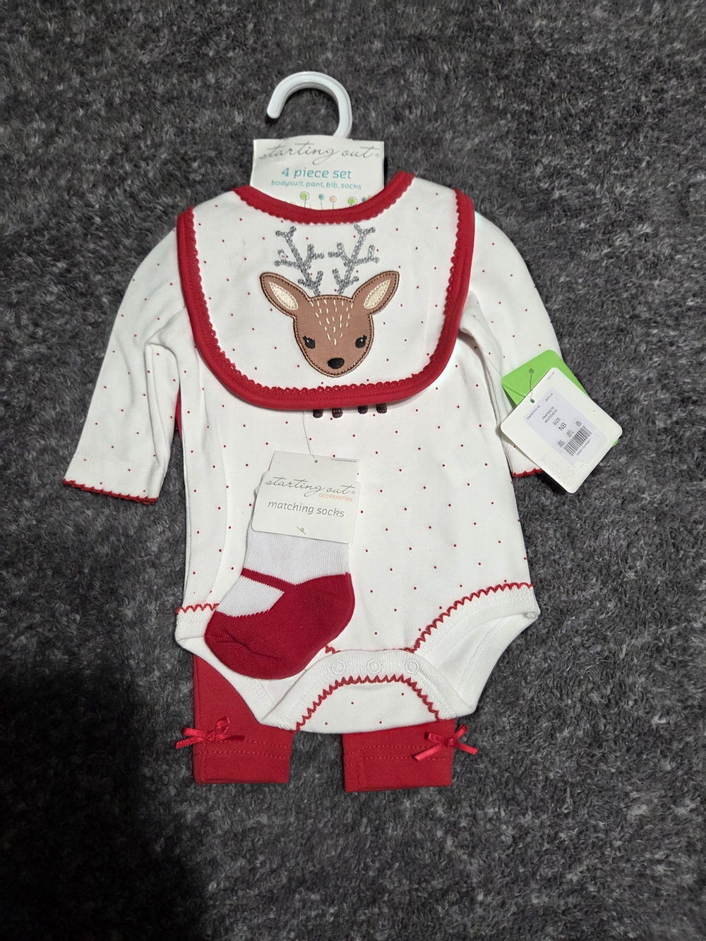 Starting Out White and Red Reindeer 4-Piece Matching Set